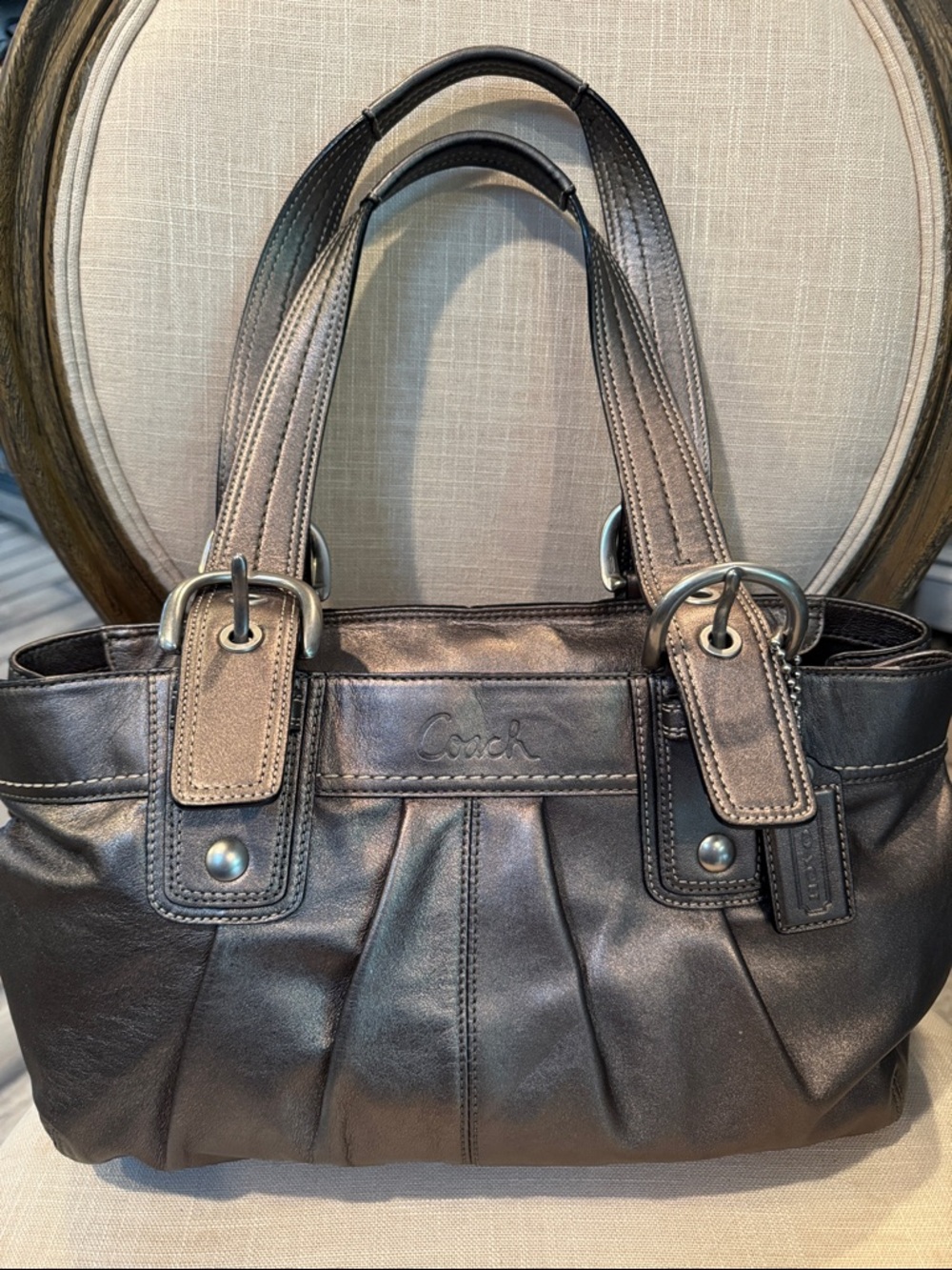 Coach Shimmery Metallic Leather Shoulder Bag